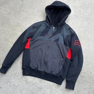 Y2k fox racing fur lined zip up hoodie
